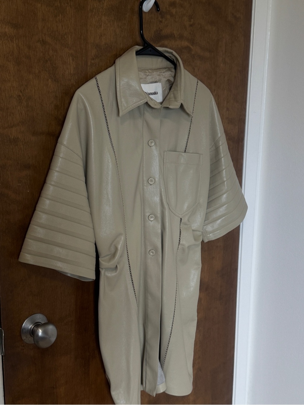 Nanushka Cream Faux Leather Button-Front Jacket Size XS